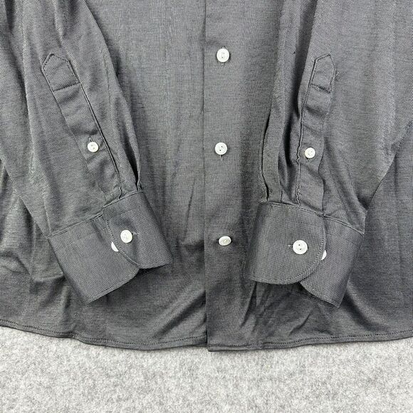 Eton Shirt Mens 17 Black Contemporary Fit Button Performance Stretch Long Sleeve - Picture 3 of 14